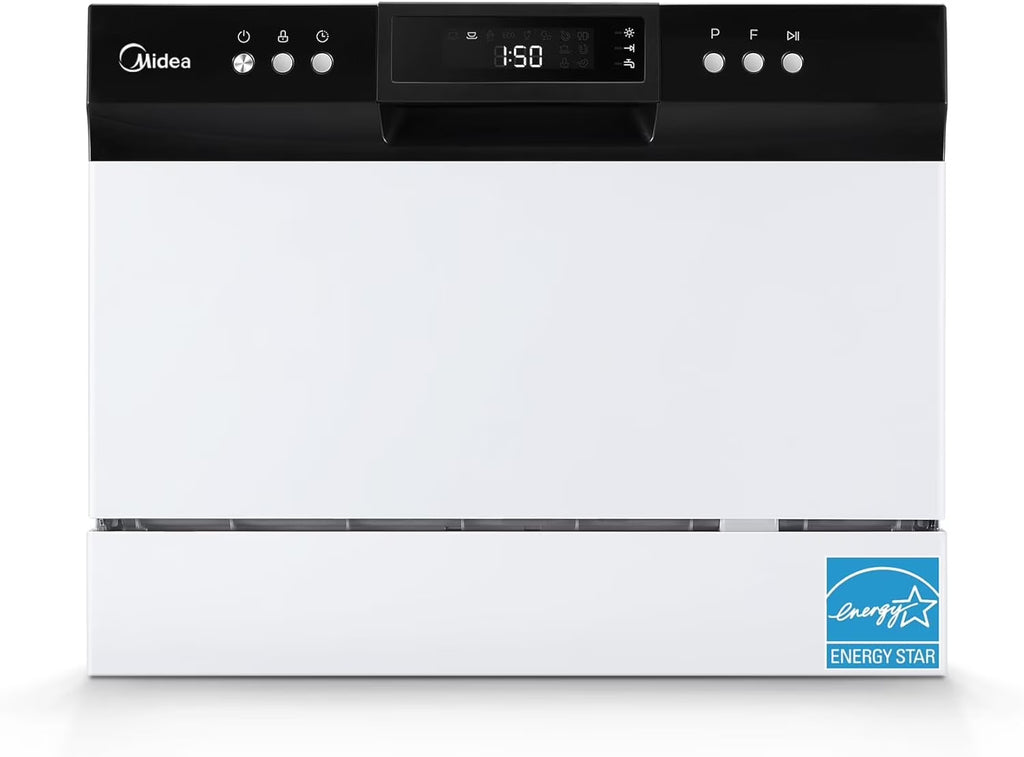 Midea Portable Countertop Dishwasher, 6 Place Settings, 8 Programs, White, MDC22P1AWW, New