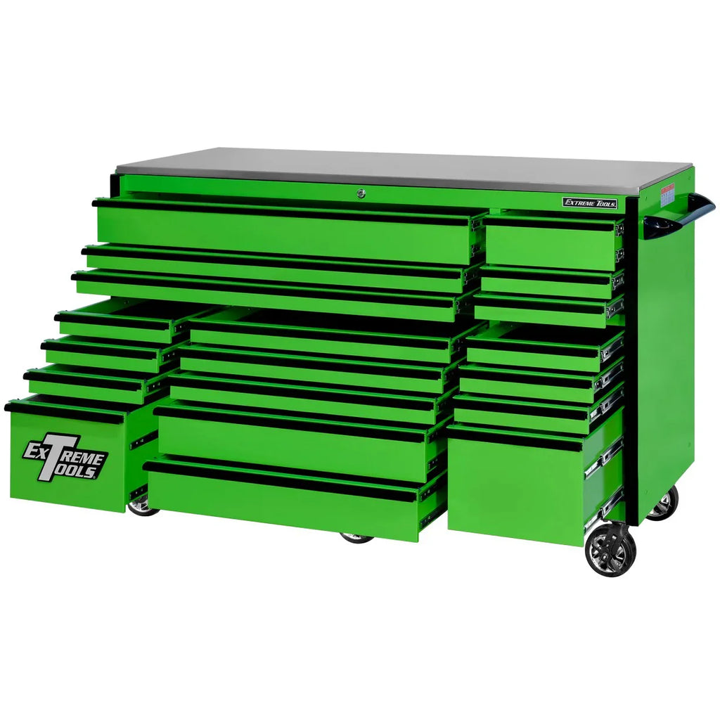 Extreme Tools RX250 Series 72-inch x 30-inch Rolling Cart �C 19 Drawers �C 250 lb Drawer Slides