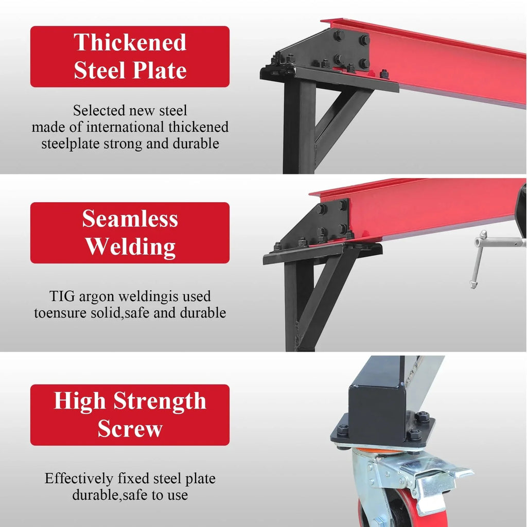 2025 1-ton gantry crane, adjustable, 2200 lbs lifting capacity, height adjustable 96.5"-143.7", portable hoist for factory, construction site, warehouse, auto repair shop