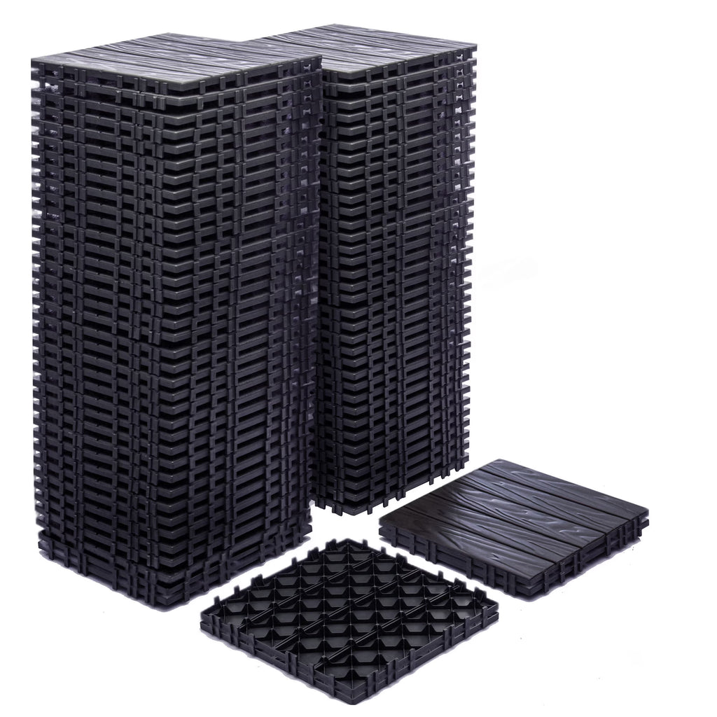 76-Pack Plastic Interlocking Deck Tiles - 68.80 Sq.Ft Outdoor Plastic Flooring Super Durable & Waterproof All-Weather Indoor/Outdoor