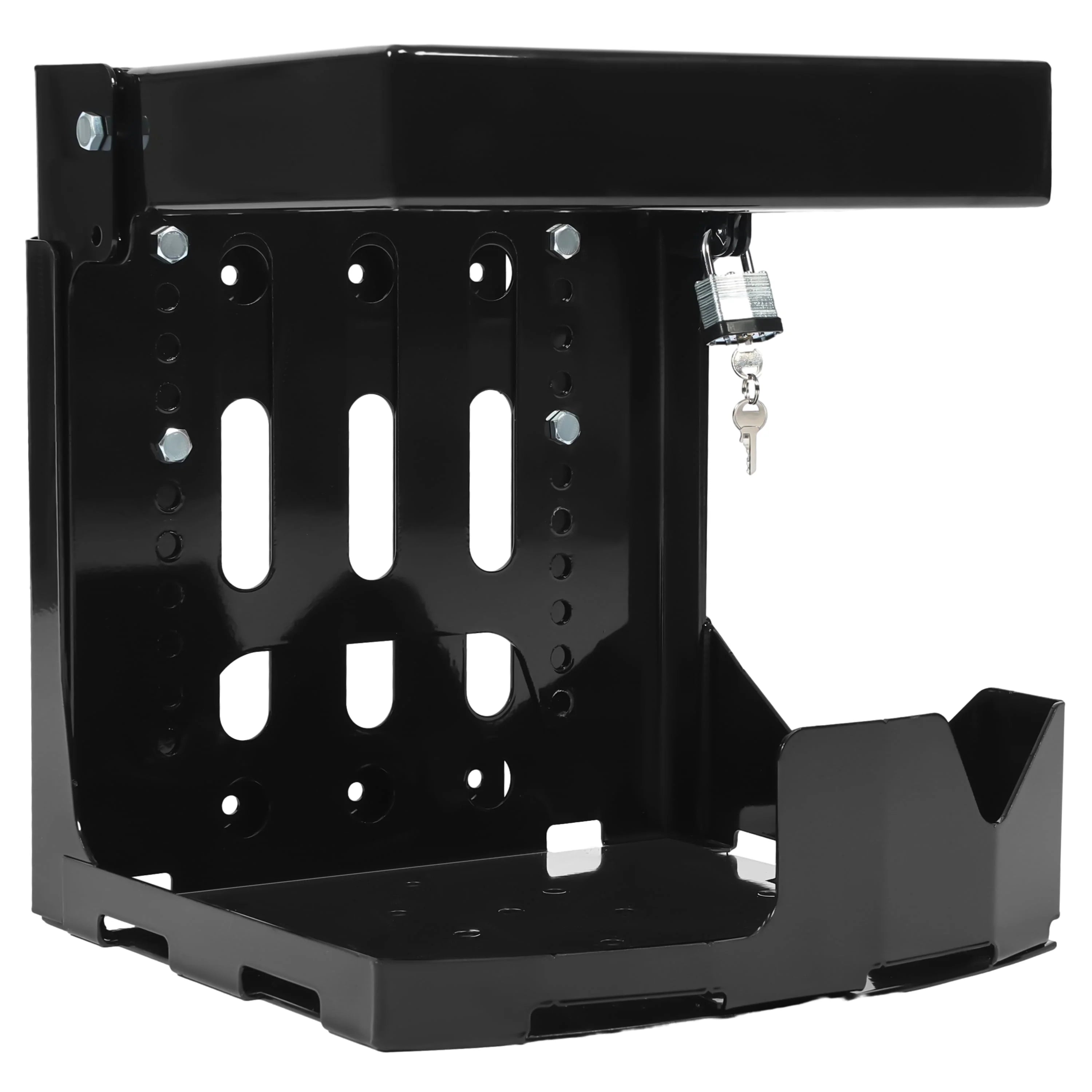 KOJEM Backpack Blower Rack Holder with Lock Fit for Backpack Leaf Blowers Fit for Open and Enclosed Landscape Trailer & Truck Adjustable