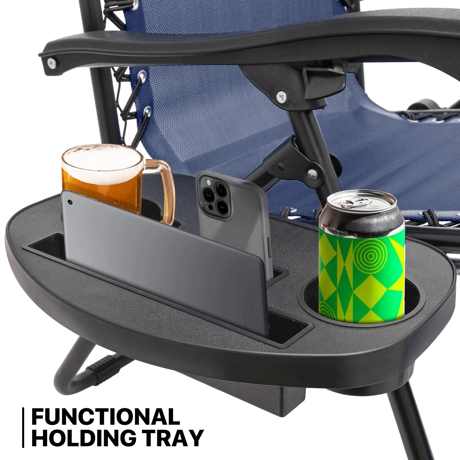 MoNiBloom Zero Gravity Chairs Set of 2, Folding Outdoor Patio Beach Recliner with Canopy Shade & Headrest, Black