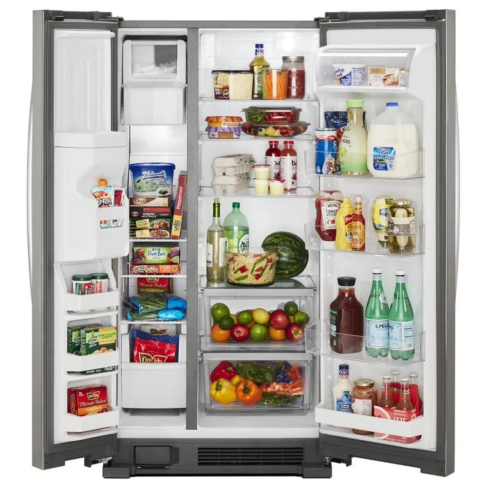36-inch wide side-by-side refrigerator �C 24 cubic feet stainless steel