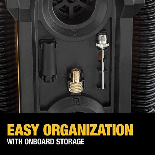 DEWALT 20V MAX tire inflator, compact and portable, automatic shut-off, LED light