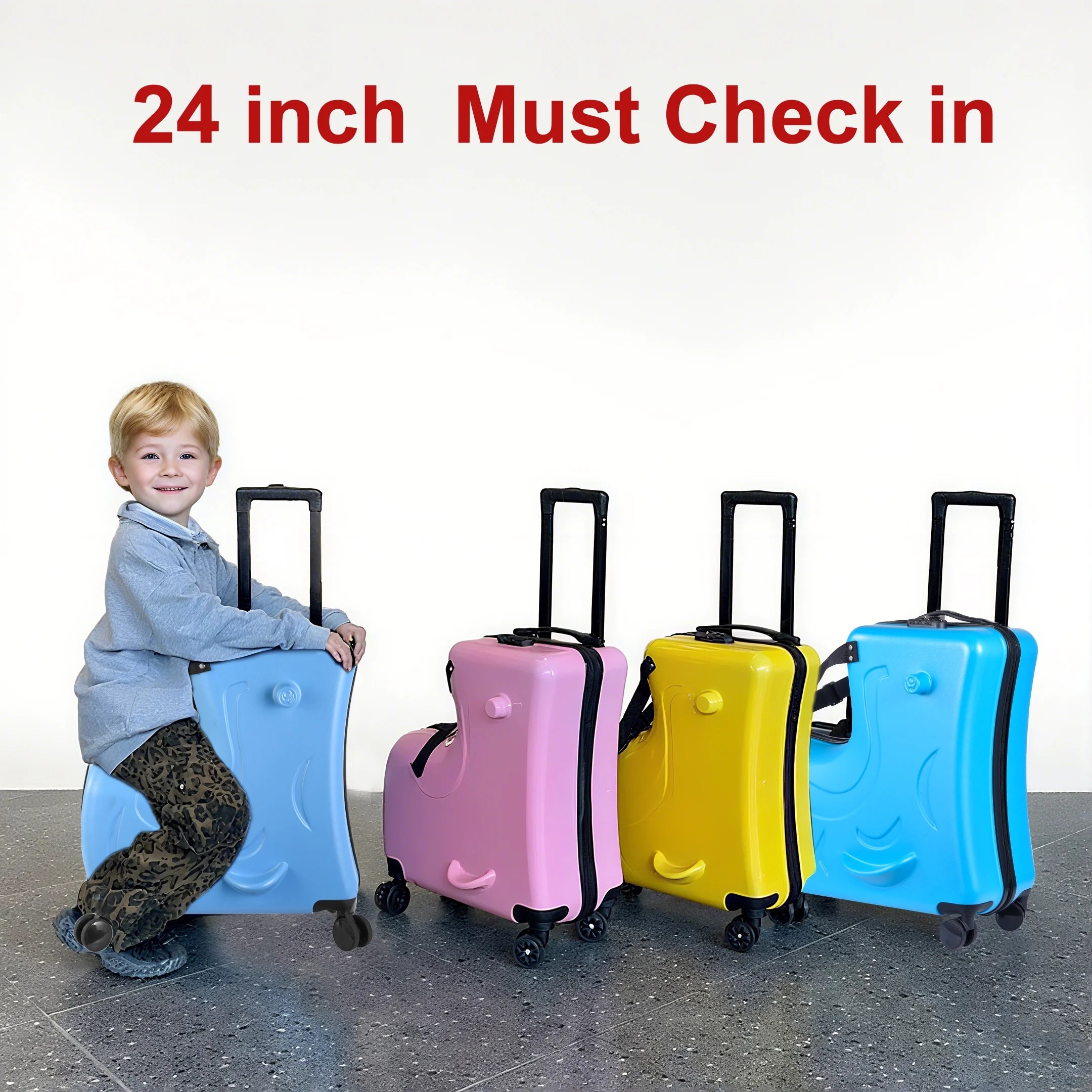 VAHIGCY Kids Luggage, Kids Ride-on Luggage with Spinner Wheels Suitcase, Kid's Ride-On Suitcase Help Your Child Relax, Carry On Trolley Luggage with Password Lock, 20"