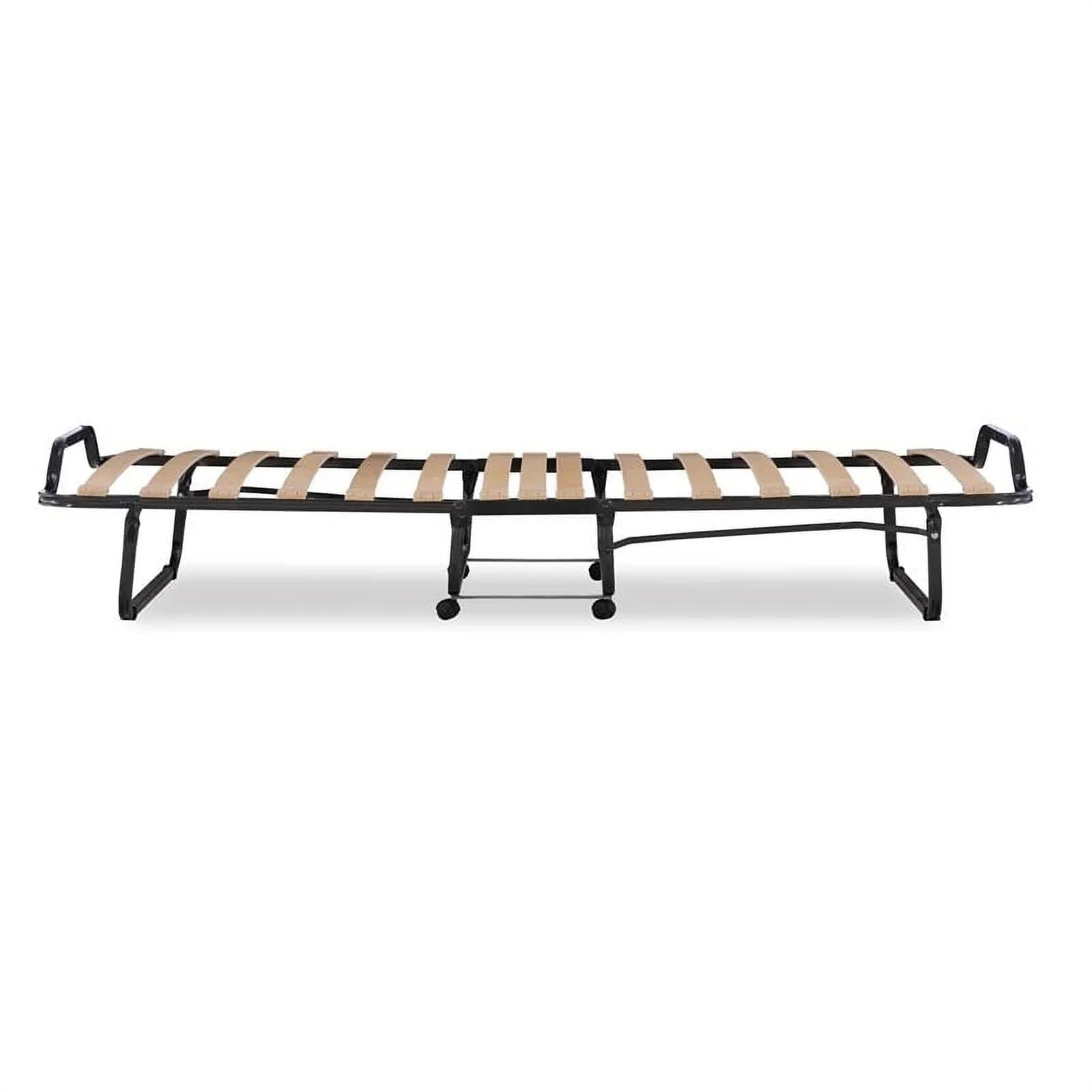 Riverbay Furniture Metal Folding Bed with Memory Foam Mattress in Beige