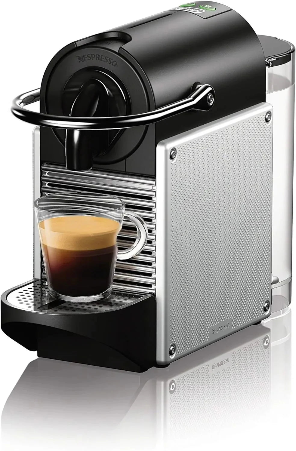 Nespresso Pixie espresso machine by De��Longhi, 19-bar pump, compact aluminum design, silver, 1100 ml