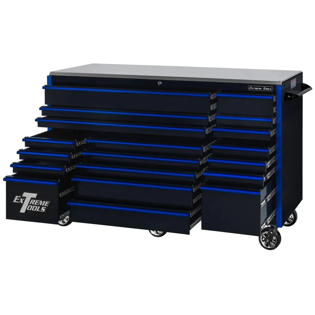 Extreme Tools RX250 Series 72-inch x 30-inch Rolling Cart �C 19 Drawers �C 250 lb Drawer Slides