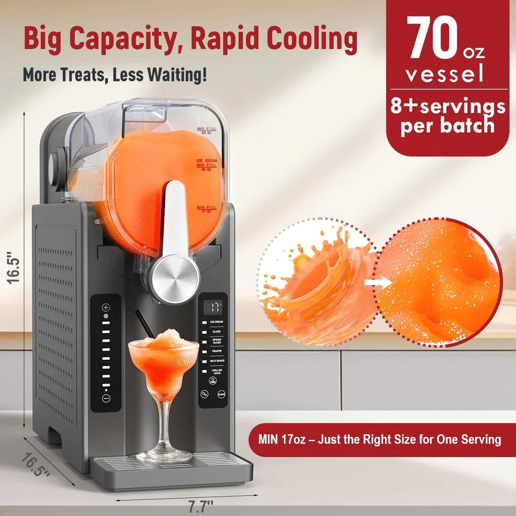 Slushie Machine: No Ice Needed All-in-One Slushy Maker for Home, Real-Time Temp Display, Auto-Clean, 6 Preset | Frozen Margaritas, Cocktails, Frapp��s, Ice Cream, Smoothies, Milkshakes,Summer Parties