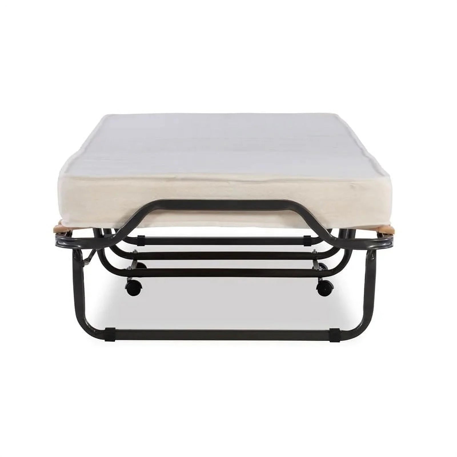 Riverbay Furniture Metal Folding Bed with Memory Foam Mattress in Beige