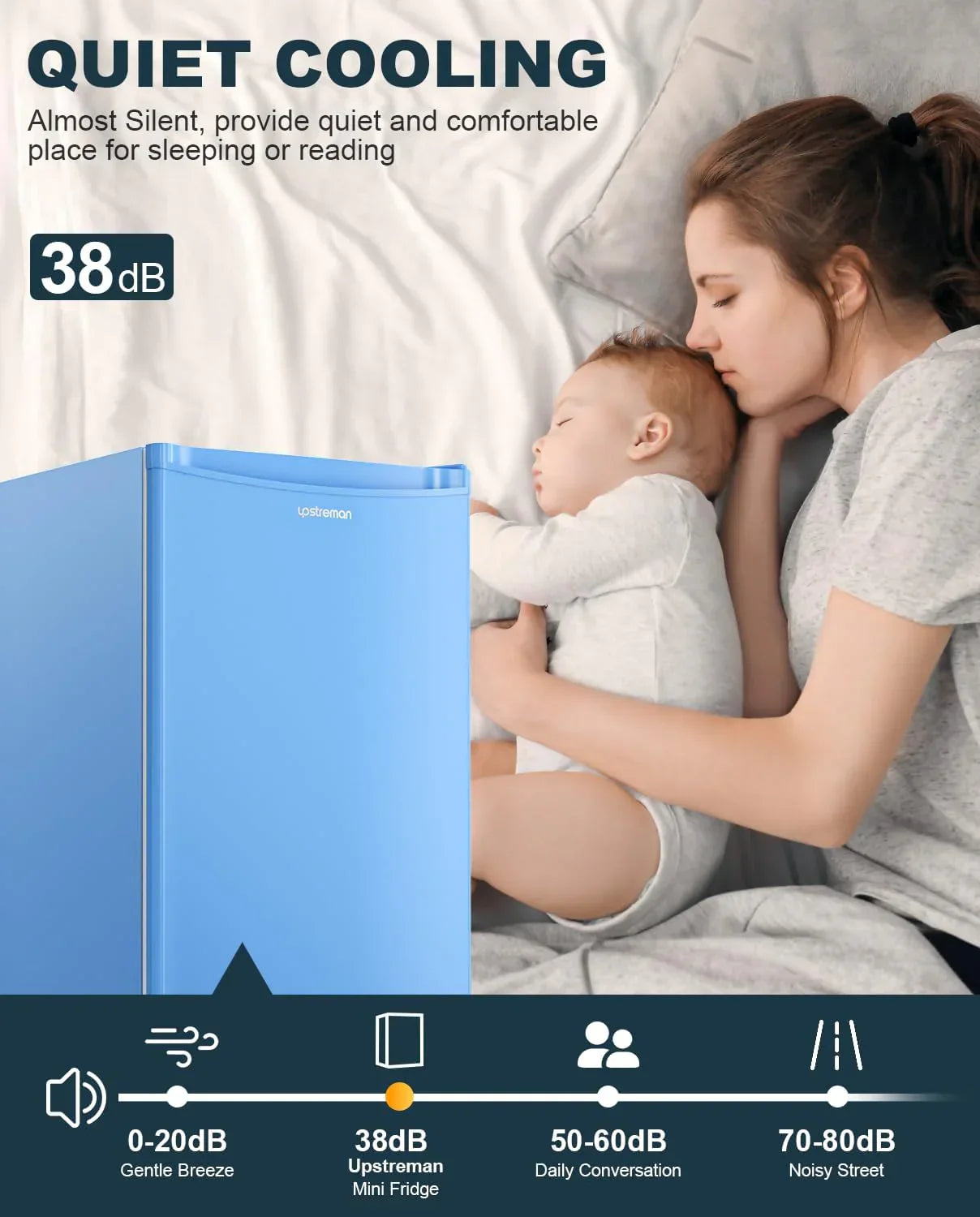 Upstreman 3.2 Cu.Ft Mini Fridge Freezer Single Door Fridge Dorm Fridge Adjustable Thermostat