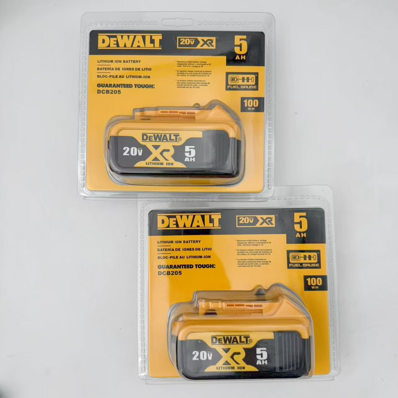 For DEWALT DCB205 20V 5.0Ah XR Power Tool Battery, 2 Pack
