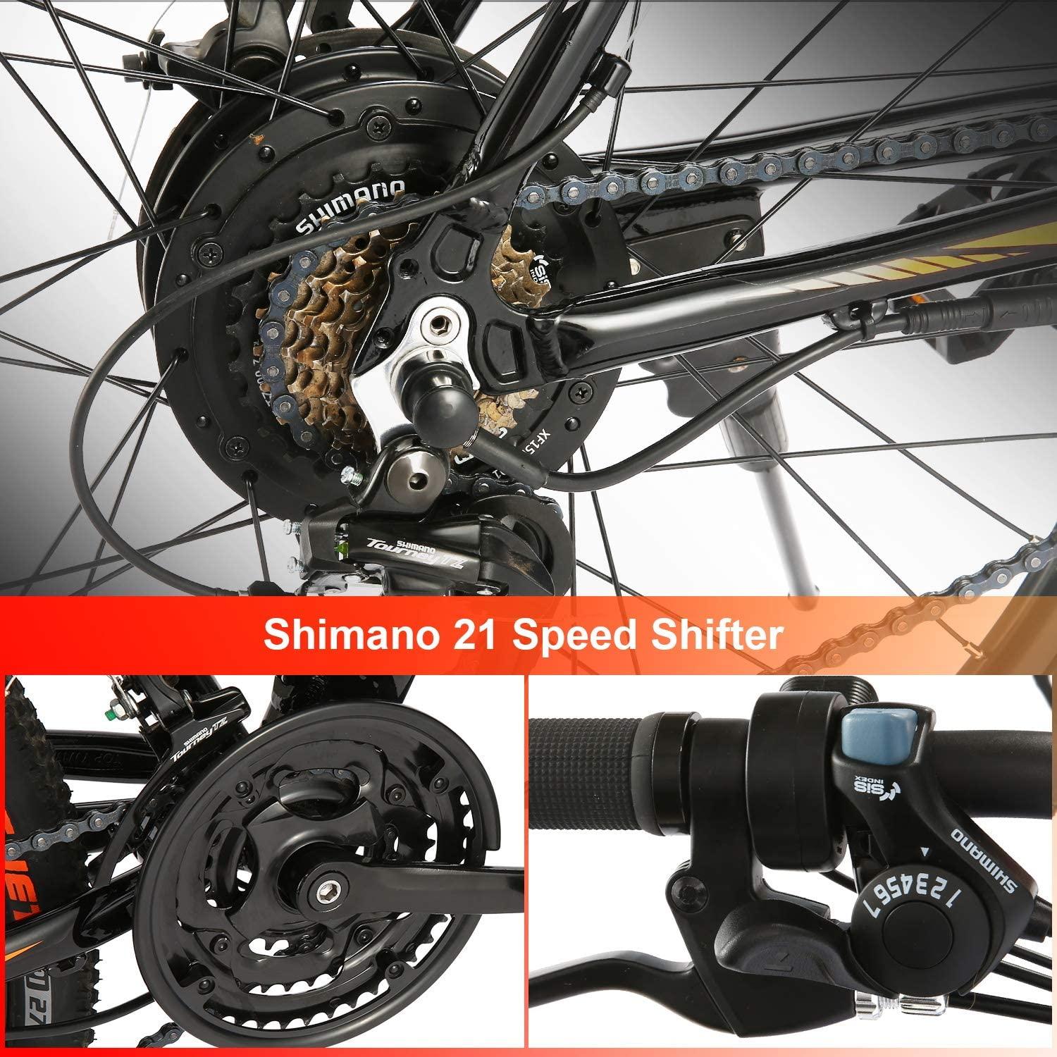 ANCHEER Electric Bike Electric Mountain Bike 350W Ebike 26?? Electric Bicycle, 20MPH Adults Ebike with Removable 7.8/10.4Ah Battery, Professional 21 Speed Gears