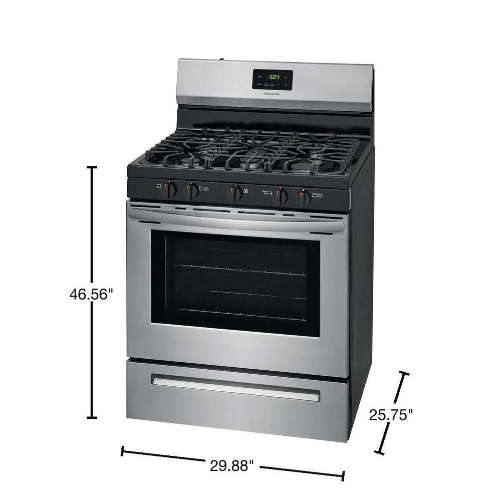 Frigidaire 30 inch (76 cm) wide freestanding 5-burner stainless steel gas hob FCRG3052AS