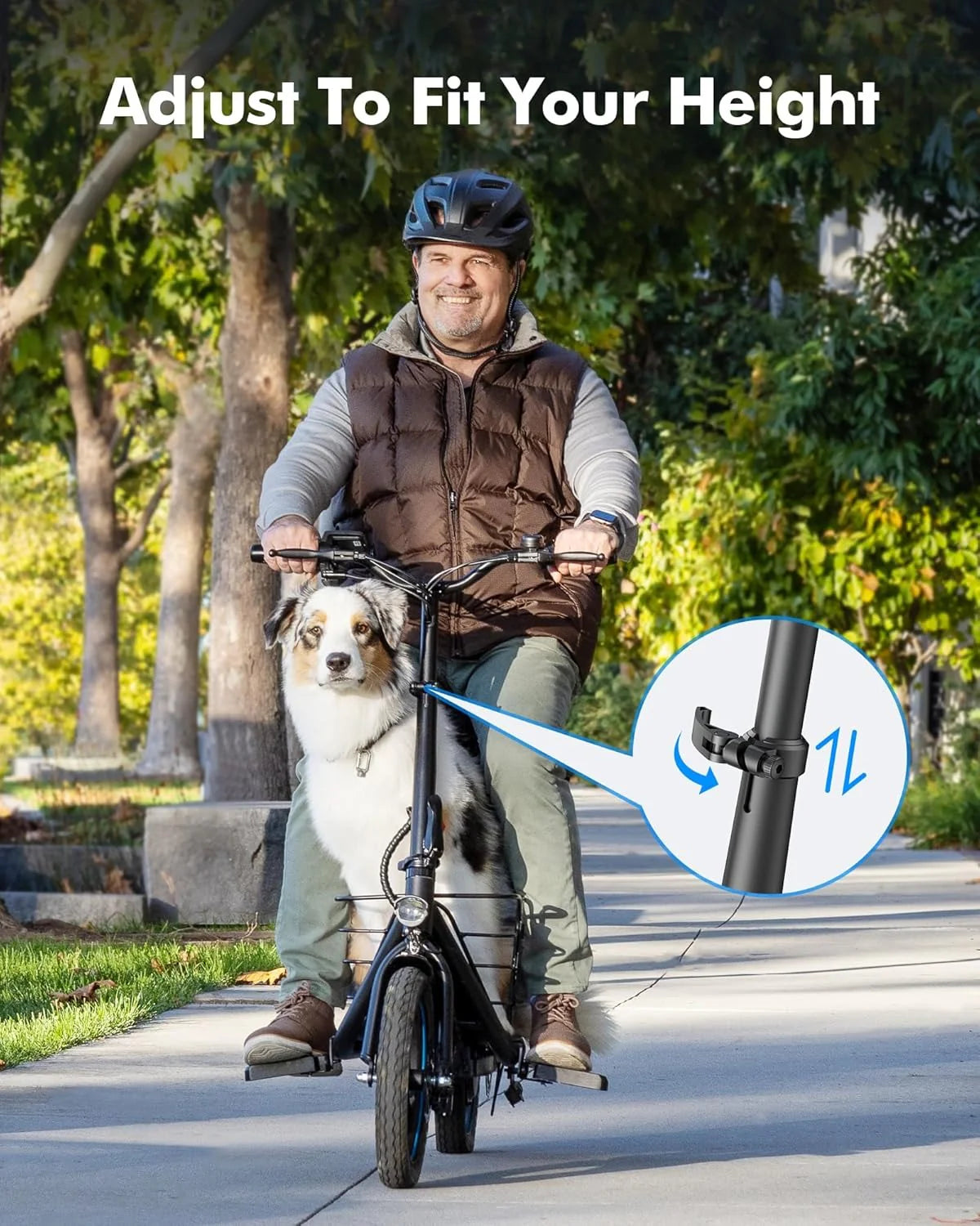 Electric scooter for adults with large center basket