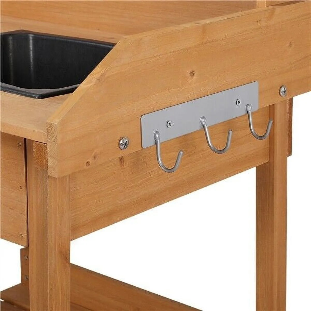 Veado Potting Bench Outdoor Garden Work Bench Station Planting Solid Wood Construction for Horticulture w/Sink Drawer Rack Shelves Natural Wood