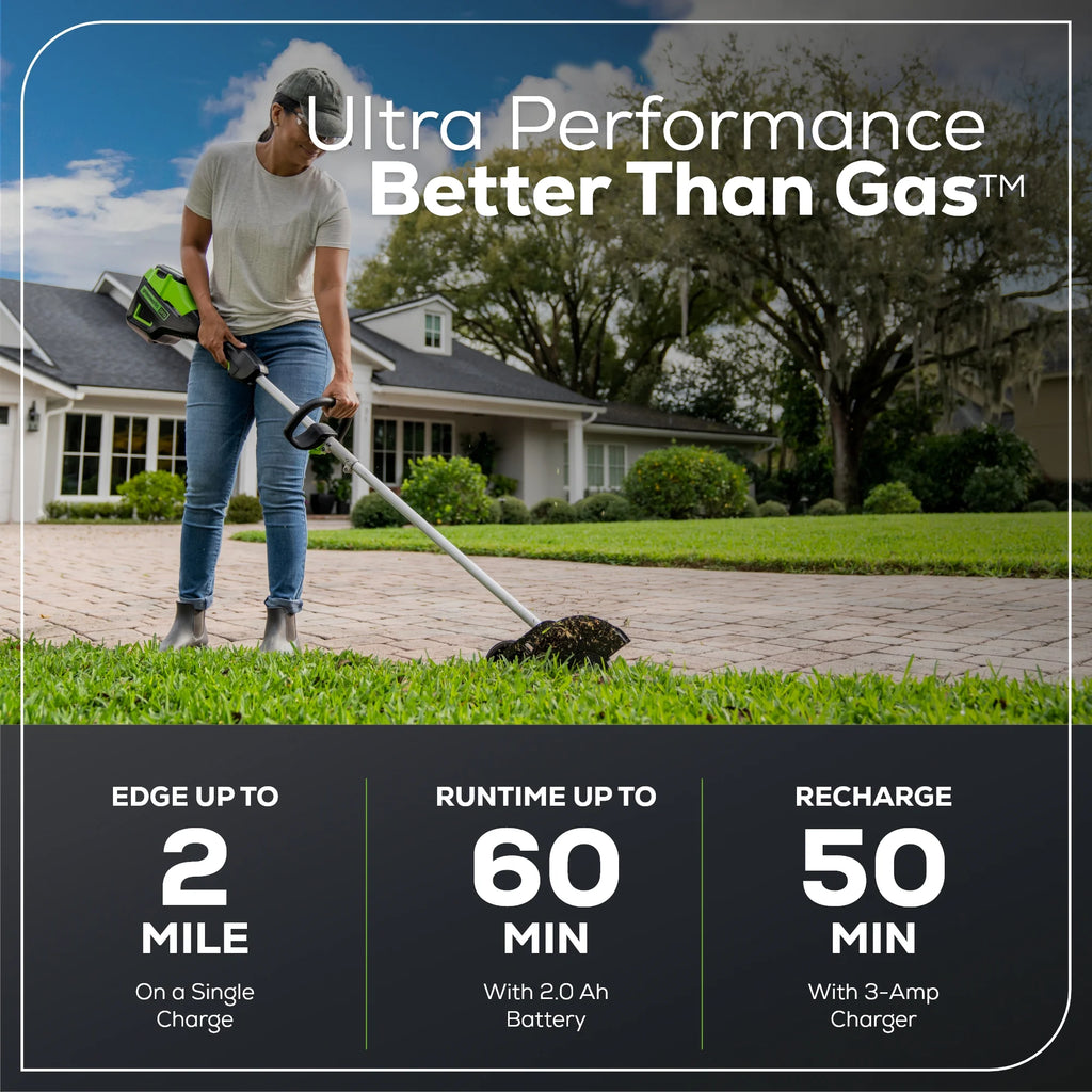 Greenworks 60V 8" Brushless Cordless Edger, 2.0 Ah Battery and Charger Included