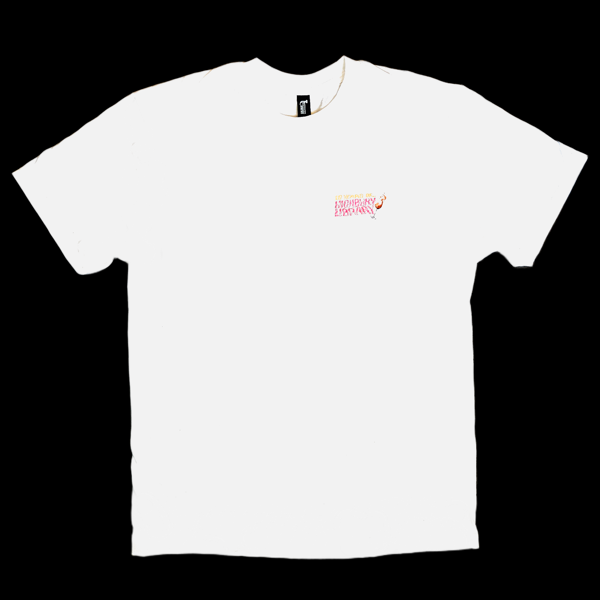 <p>10 Years of Highbury Library<br>White Short Sleeve T-Shirt</p>