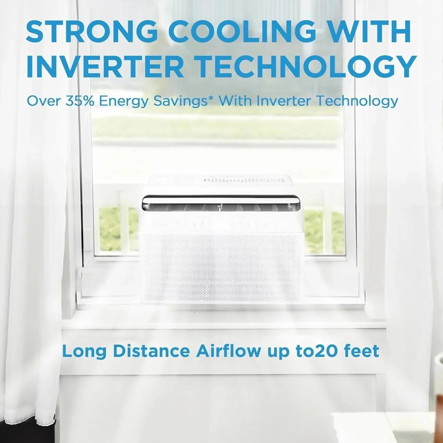 Midea 12,000 BTU U-shaped smart inverter window air conditioner cools rooms up to 550 square feet