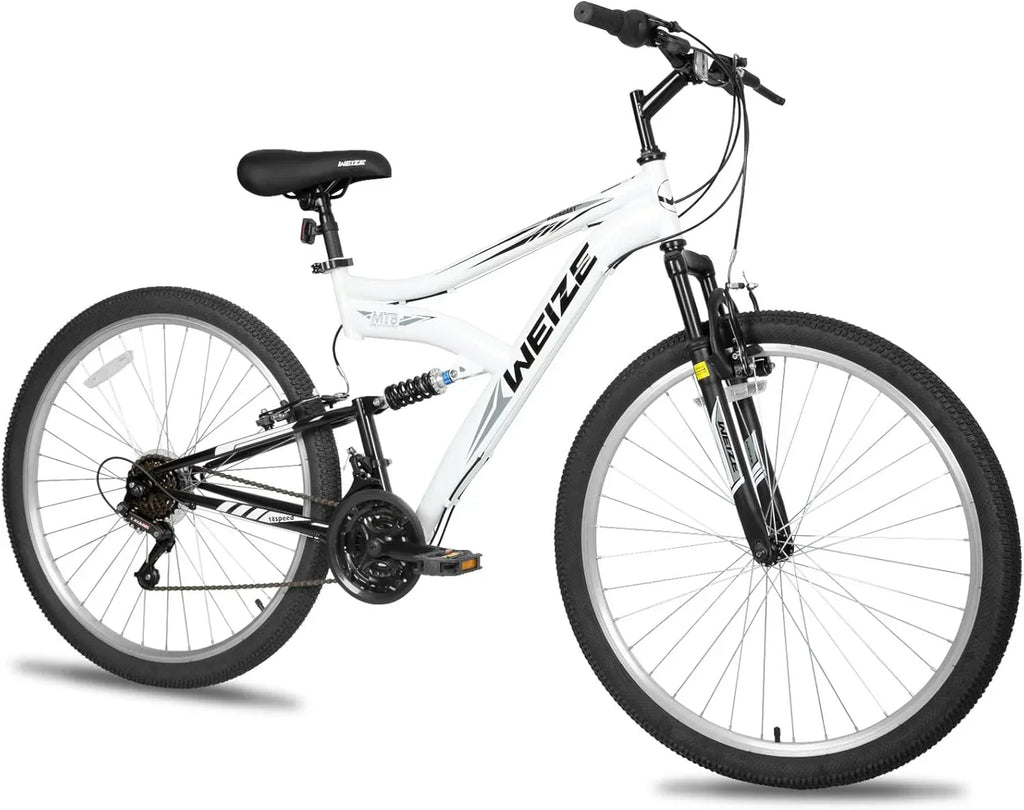 WEIZE Mountain Bike 26 27.5 inch Outdoor Hybrid Bikes 18-Speed High-Carbon Steel Full Suspension