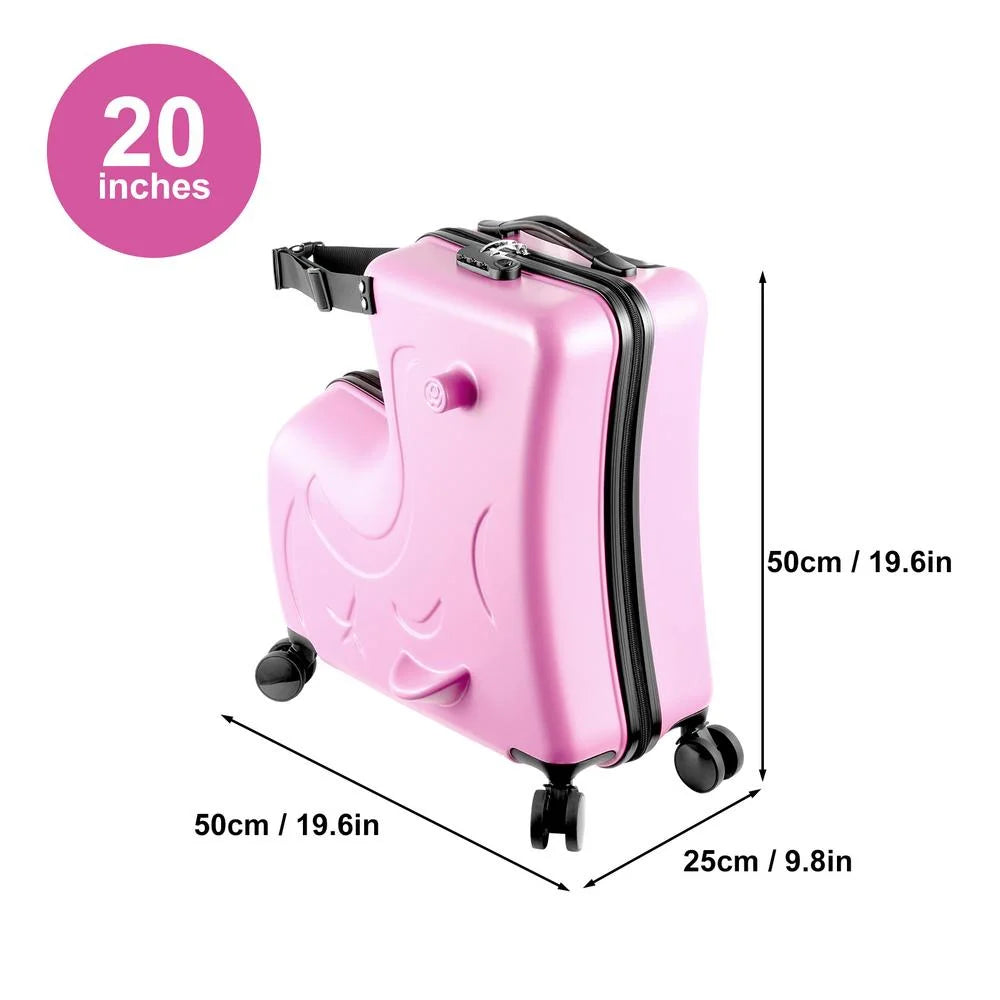 VAHIGCY Kids Luggage, Kids Ride-on Luggage with Spinner Wheels Suitcase, Kid's Ride-On Suitcase Help Your Child Relax, Carry On Trolley Luggage with Password Lock, 20"
