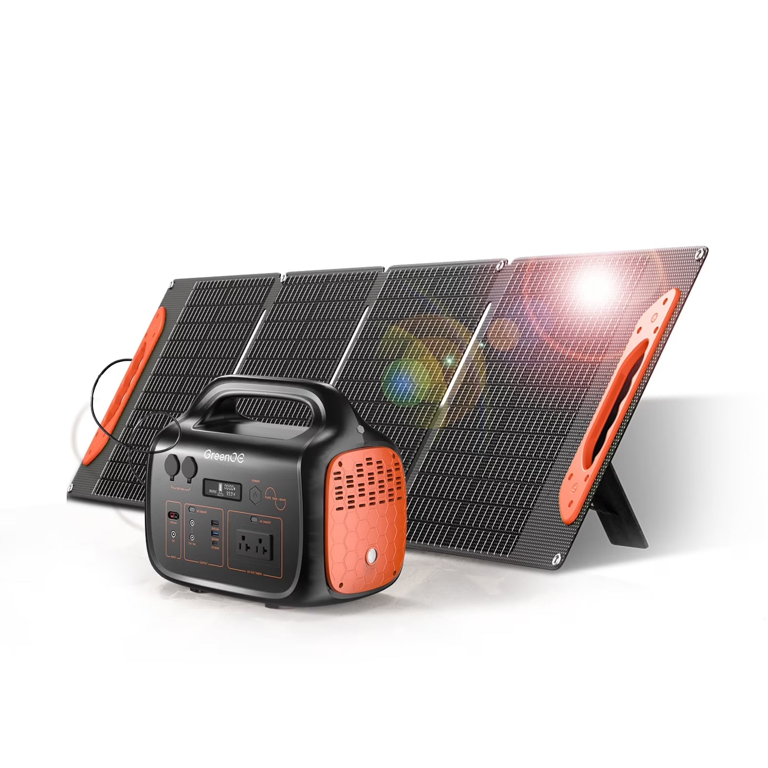 GreenOE Portable Power Station 1000W 1024Wh Solar Powered Generator with 100W Solar Panel, Camping Power Bank for Outdoors Travel Hunting Home Lithium Battery Backup