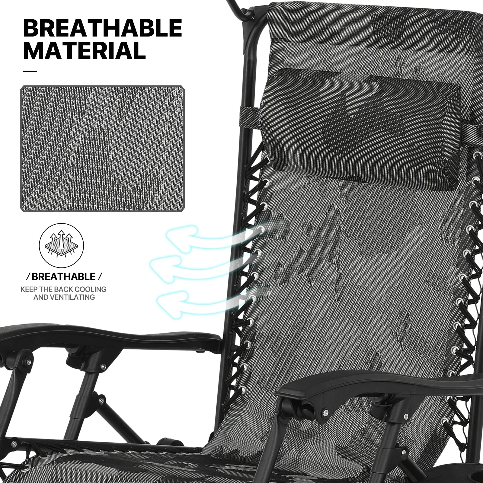 MoNiBloom Zero Gravity Chairs Set of 2, Folding Outdoor Patio Beach Recliner with Canopy Shade & Headrest, Black