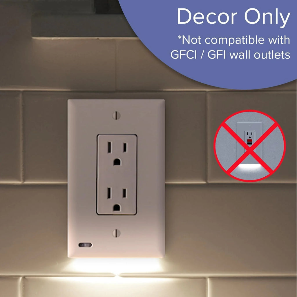 6 Pack - SnapPower GuideLight 2 [For Duplex Outlets] - Replaces Plug-In Night Light - Electrical Receptacle Wall Plate With LED Night Lights - Auto On/Off Sensor - (Duplex, White)