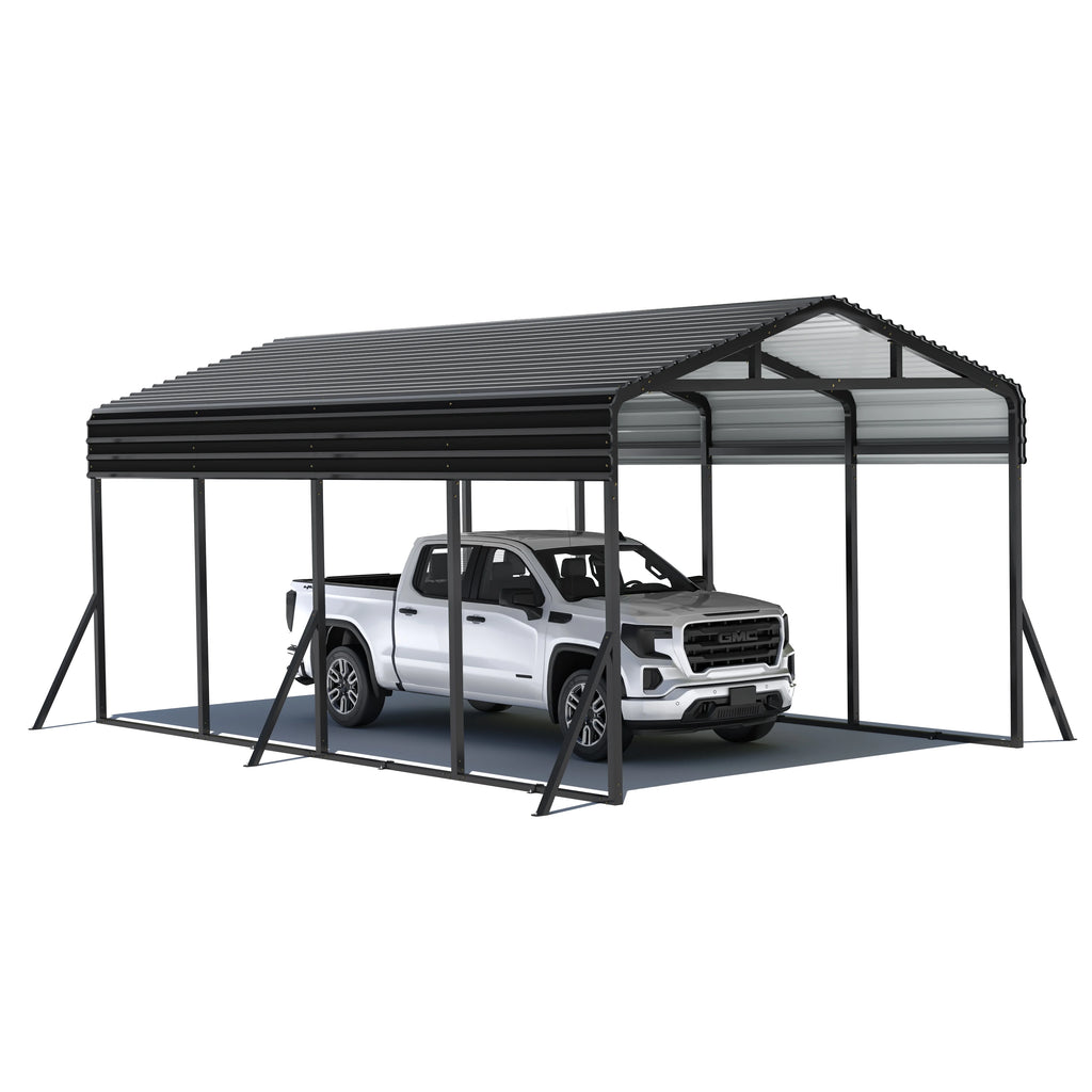 MUCHANT 12��X20�� Outdoor Heavy-Duty Carport Galvanized Steel Roof with Reinforced Stable Triangle Frame & Enhanced Base for Car, Pickup and Truck