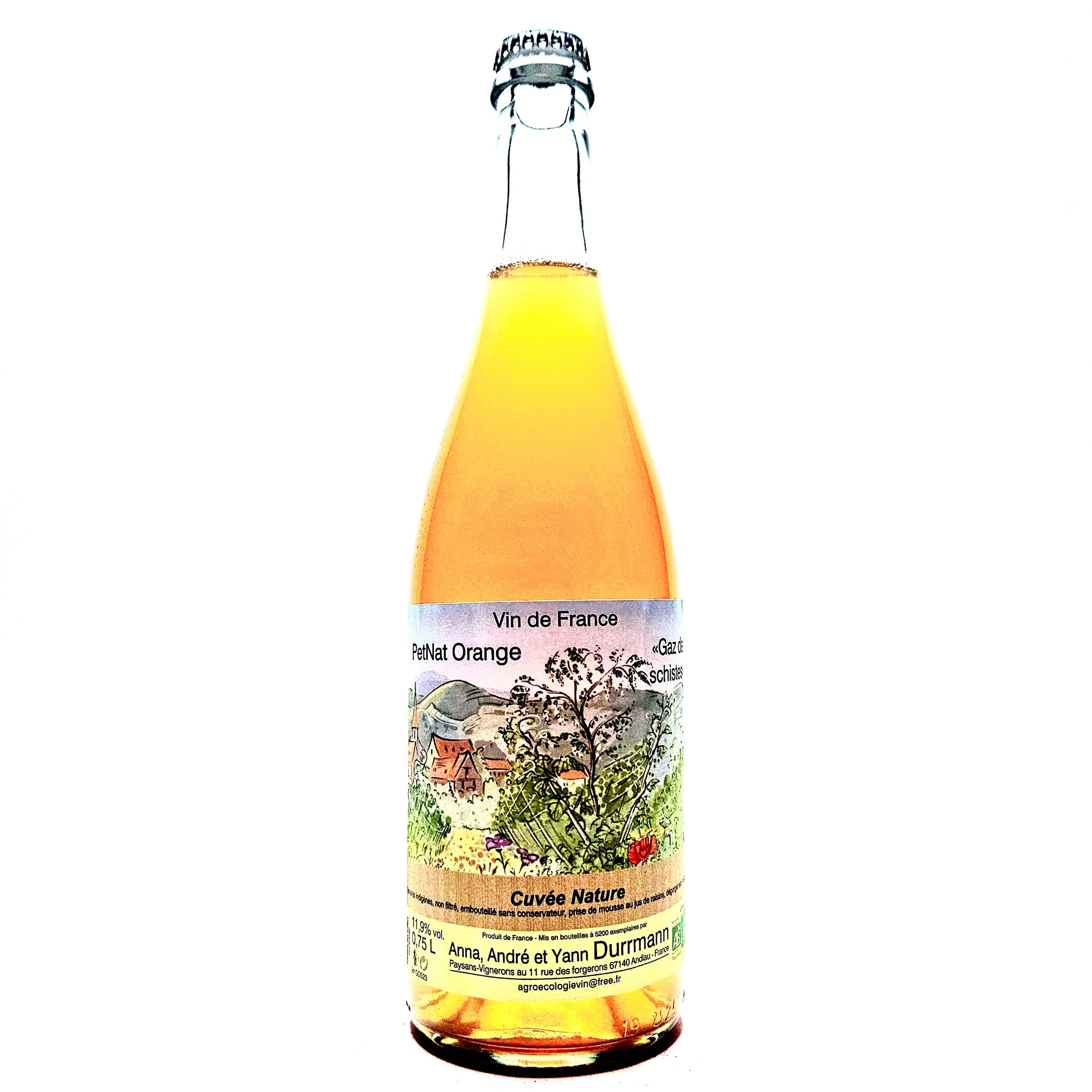 <p>Pinot Blanc / Pinot Gris<br>Pet Nat Gaz de Schistes 2023<br>Durrmann</p>