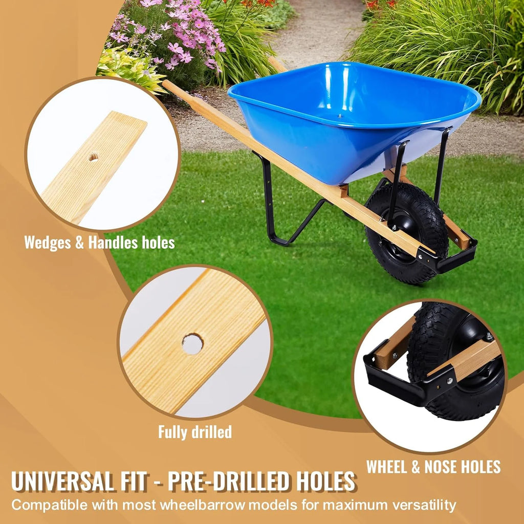 Wheelbarrow Replacement Handle Kit ?C 2 Pre-Drilled Heavy-Duty FSC Eco-Wood Handles, Universal Fit + Bolts, Nuts & Wedges (Plant a Tree)