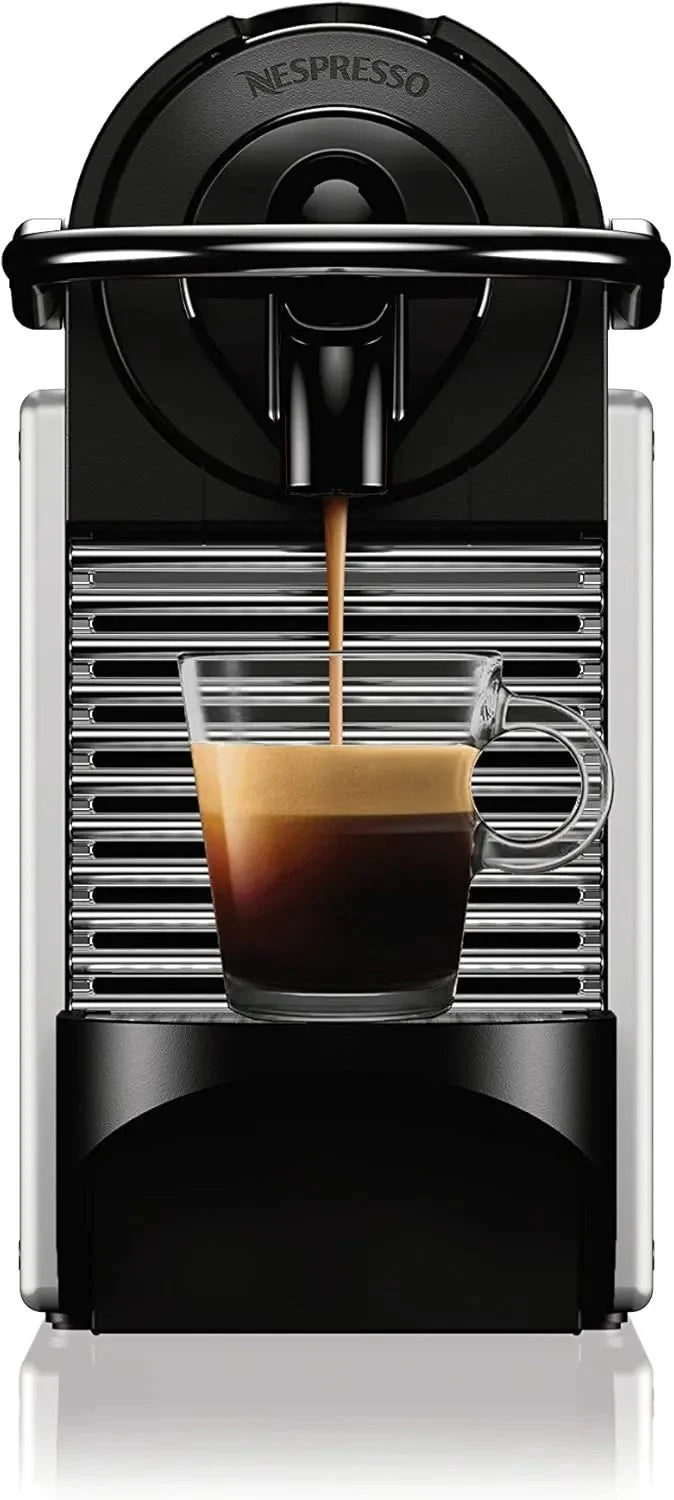 Nespresso Pixie espresso machine by De��Longhi, 19-bar pump, compact aluminum design, silver, 1100 ml