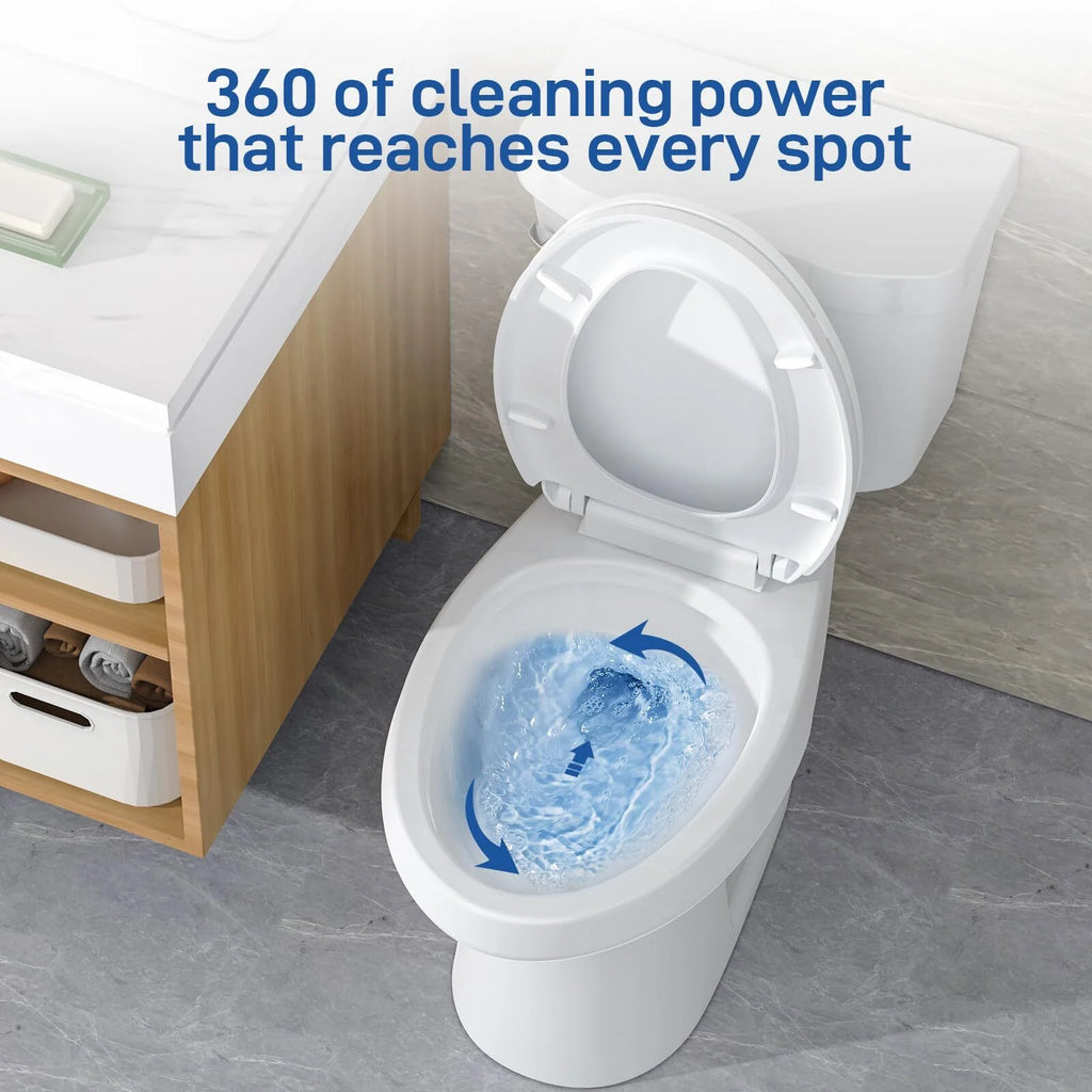Two-Piece Elongated 1.28 GPF Siphonic Flush Toilet with Soft Close Seat, Universal Height ADA Cotton White (Toilet Seat Included)