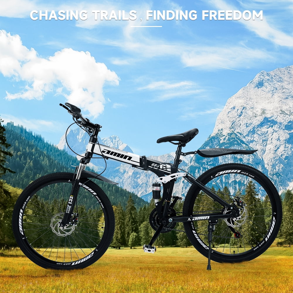 Artudatech Folding Mountain Bike 26 Inch Shimano 21 Speed Dual Disc Brake - Adult - Red