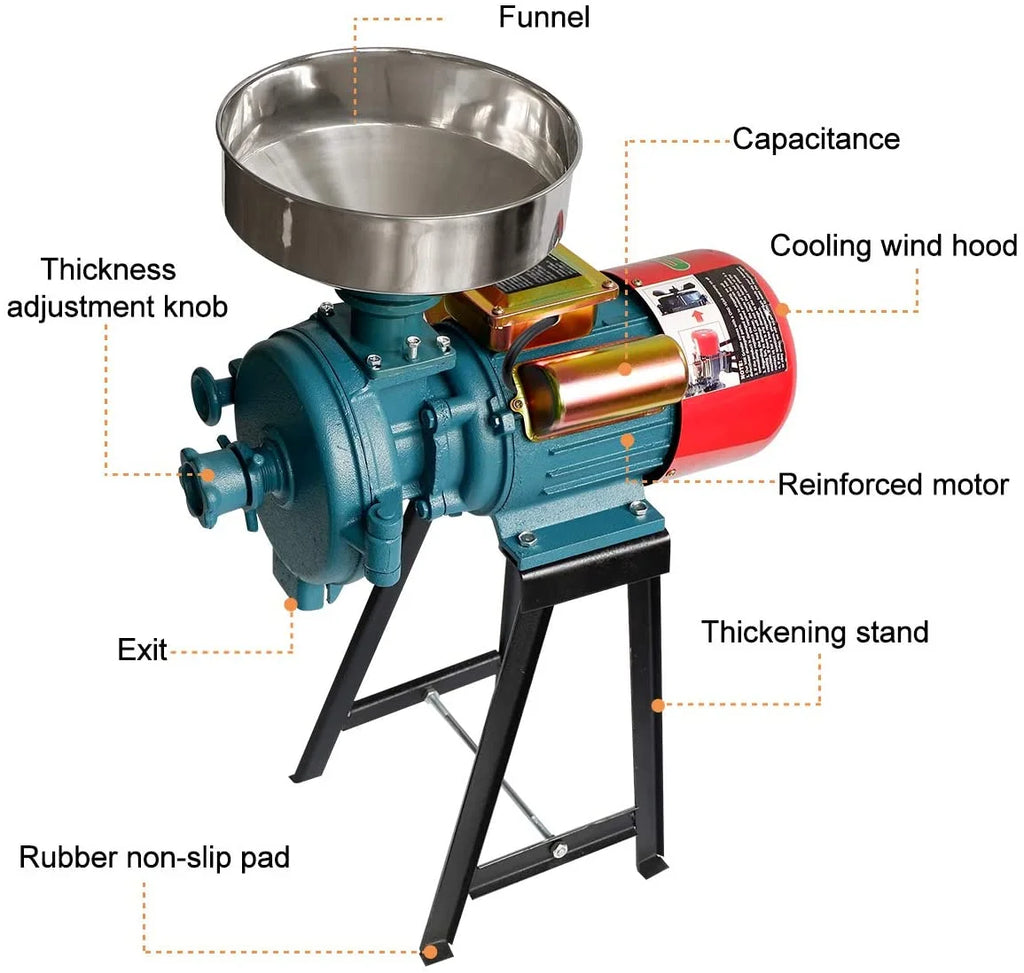 NAIZEA 3000W Electric Grain Mill, 110V Corn Grinder, Heavy Duty Commercial Feed Mill, Wet Dry Cereals Grinder
