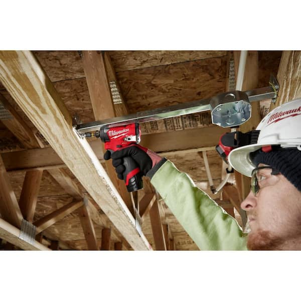 M12 FUEL 12V Lithium-Ion Cordless 3/8 in. Ratchet and 1/4 in. Impact Driver Kit (2-Tool) w/Batteries, Charger & Bag