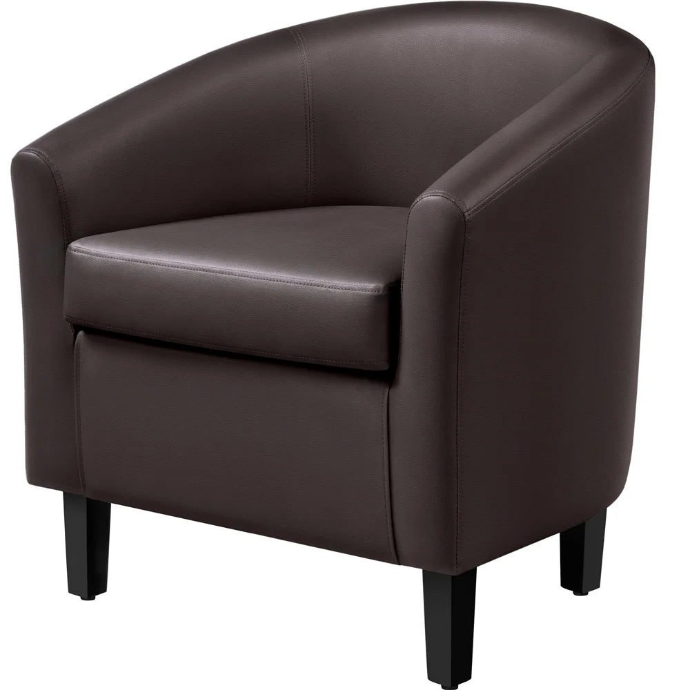 Renwick Faux Leather Barrel Accent Chair for Living Room, Set of 2, Black