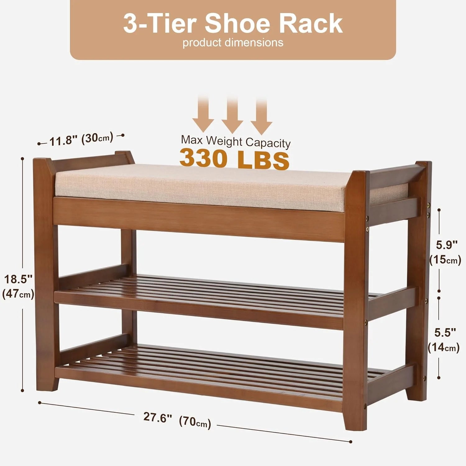 Shoe Rack for Front Door Entrance, 28?? Entryway Bench with Coat Rack, Hall Tree Shoe Bench with Storage for Entry, Hallway, Bedroom, Living Room