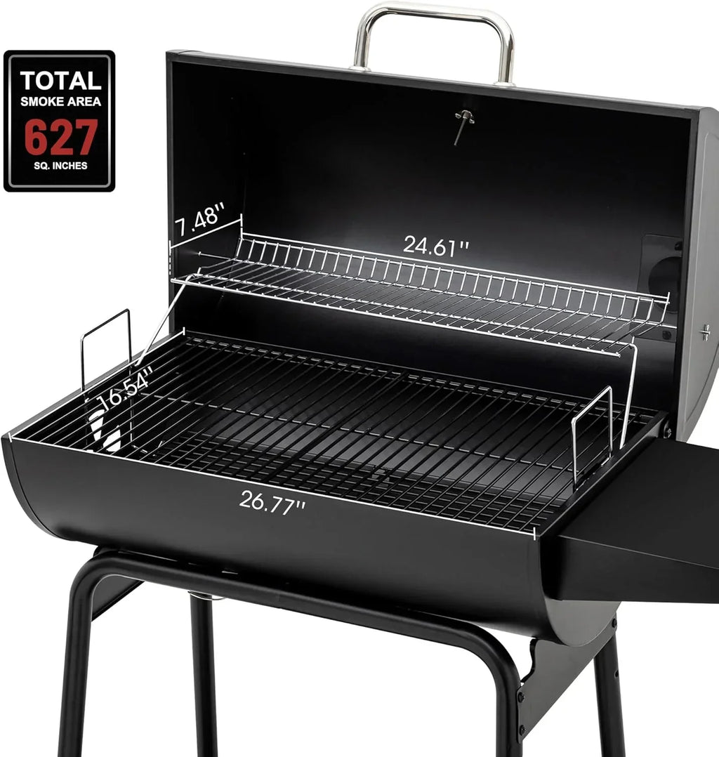 Royal Gourmet CC1830 30 Inch Barrel Charcoal Grill with Side Table Outdoor BBQ Grill  for Backyard