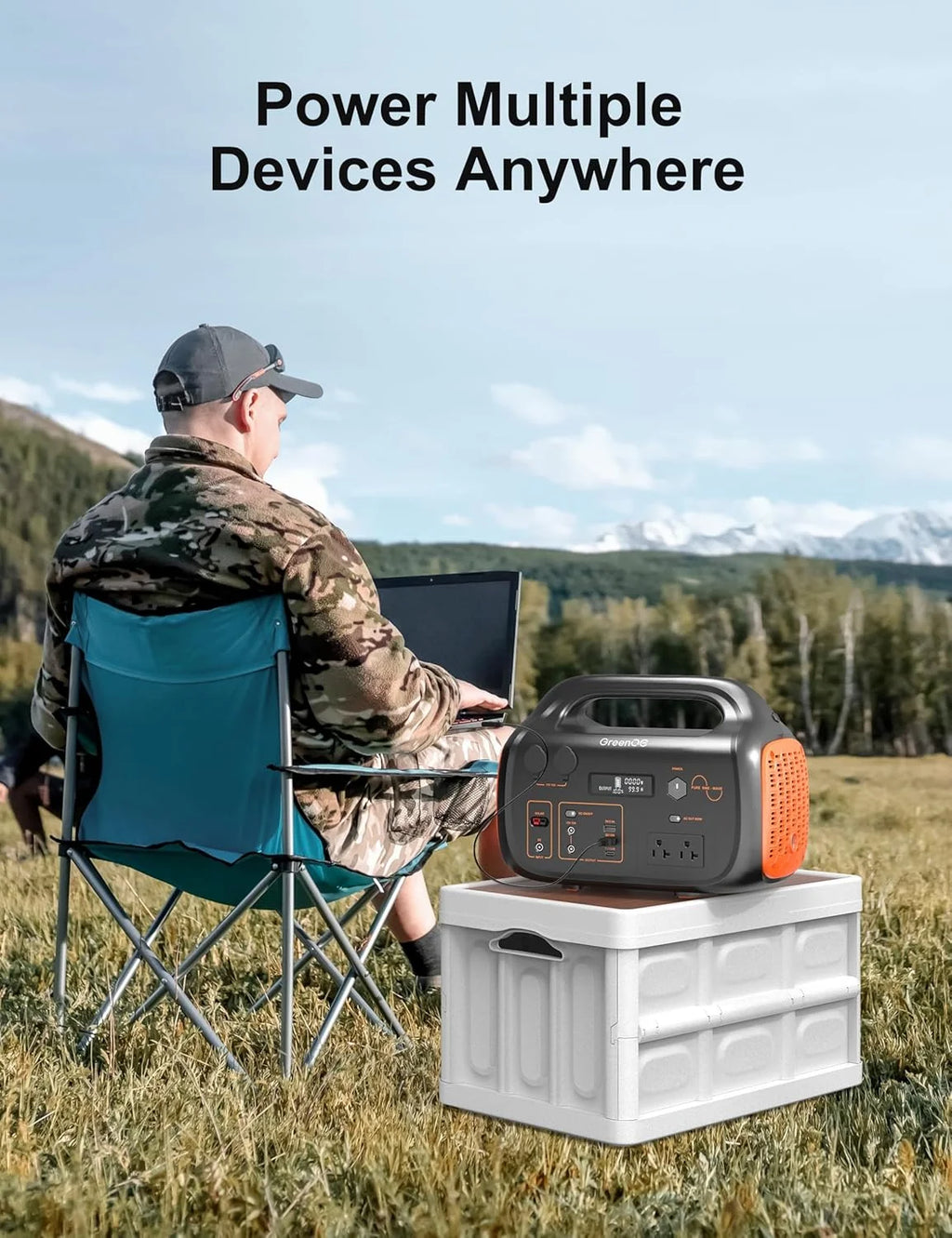 GreenOE Portable Power Station 1000W 1024Wh Solar Powered Generator with 100W Solar Panel, Camping Power Bank for Outdoors Travel Hunting Home Lithium Battery Backup
