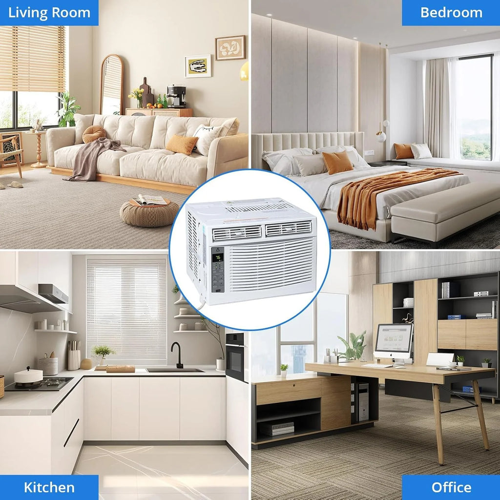 GAOMON Smart 6000 BTU Window Air Conditioner ?C WiFi-Enabled AC with Remote & App Control, Timer, Sleep Mode, Easy Install Kit, Cools Rooms Up to 350 Sq. Ft, 115V, White
