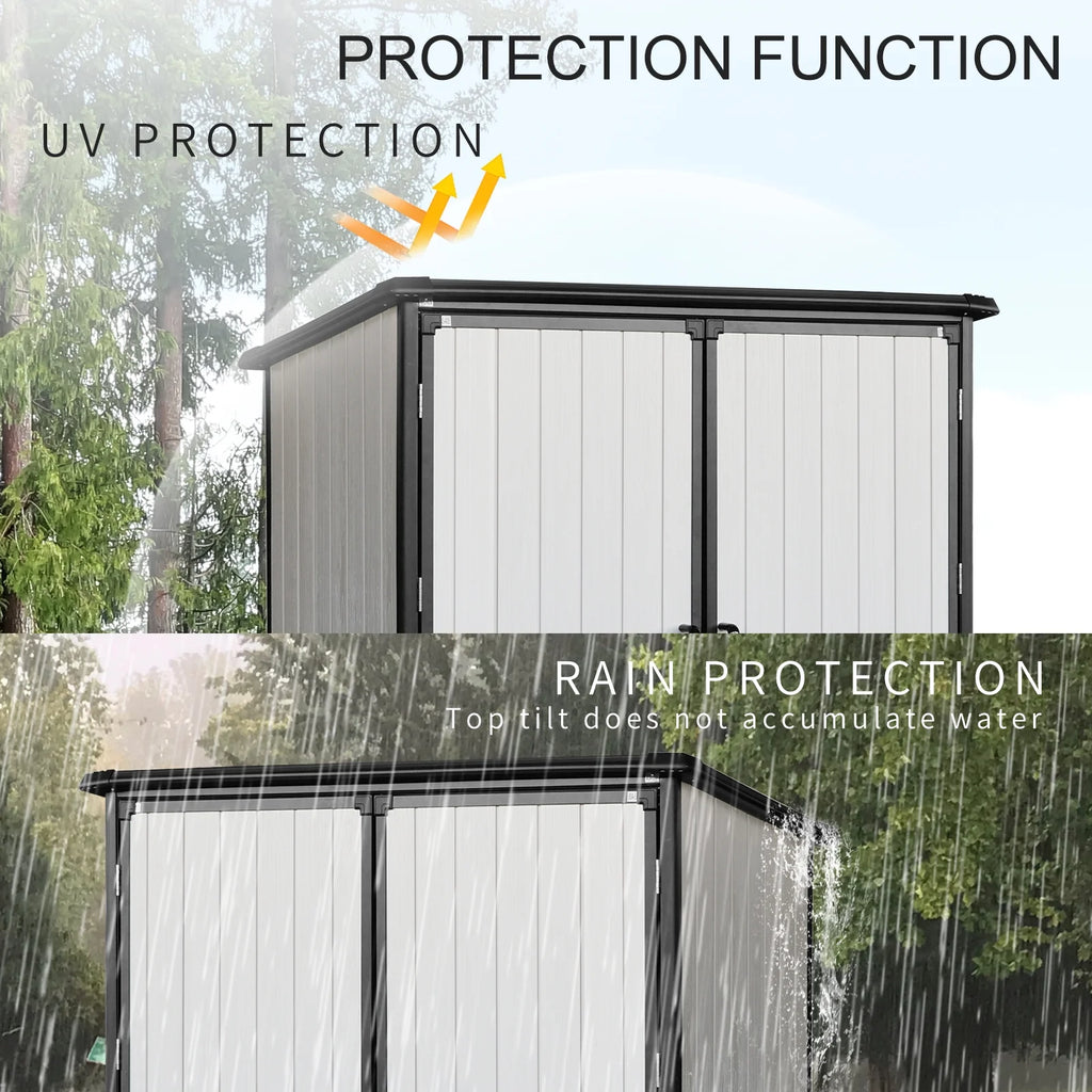 Enyopro 6 x 4.4FT Outdoor Storage Shed, All-Weather Plastic Resin Utility Tool Large Shed with Dual Lockable Doors for Patio Backyard Lawn, Gray