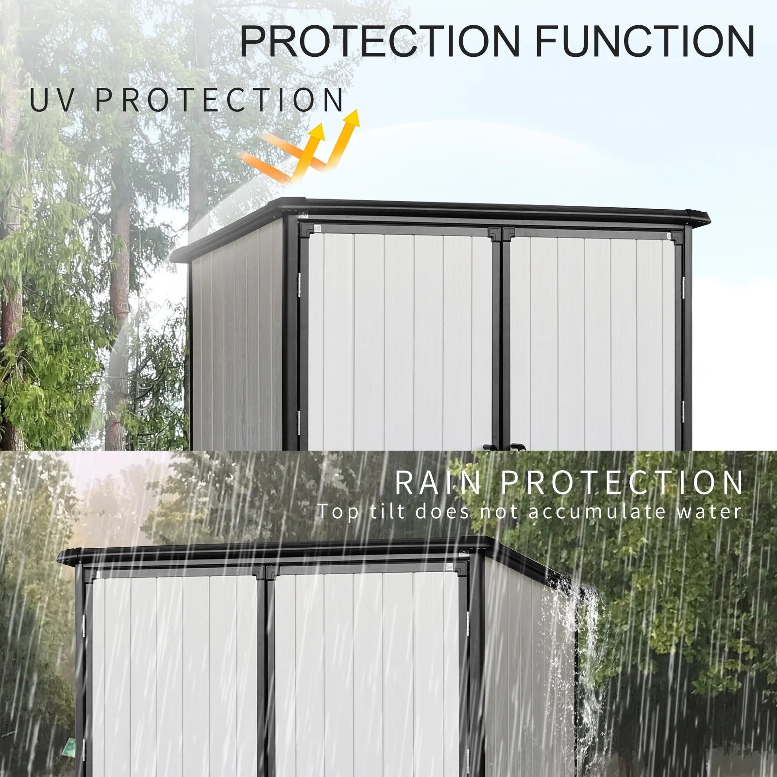 Enyopro 6 x 4.4FT Outdoor Storage Shed, All-Weather Plastic Resin Utility Tool Large Shed with Dual Lockable Doors for Patio Backyard Lawn, Gray