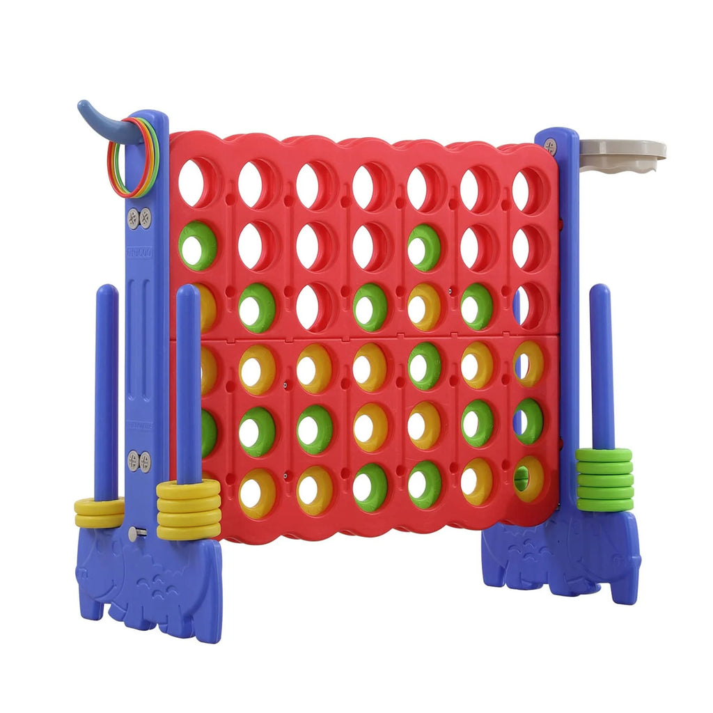 UNICOO? 3-in-1 Giant 4 in A Row Game, Featuring Basketball Hoop, Ring Toss Game & 4-to-Score Game. Perfect for Kids & Adults, Parties & Gatherings with Carrying Bag (Red + Blue)