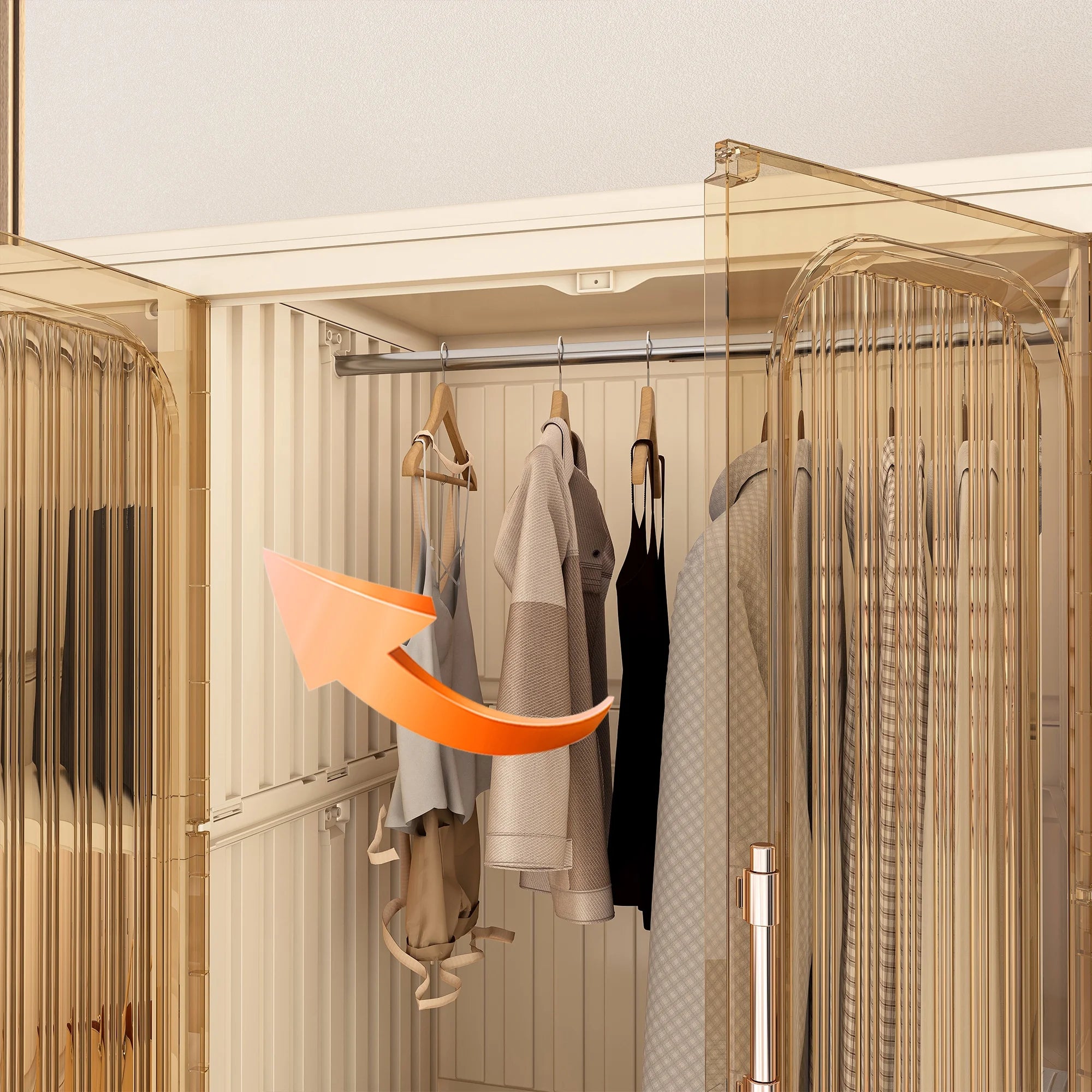 Montary Kids Portable Wardrobe w/ Magnetic Doors & Hanging Rod - 4-Cube Plastic Storage Cabinet,Nursery/Bedroom