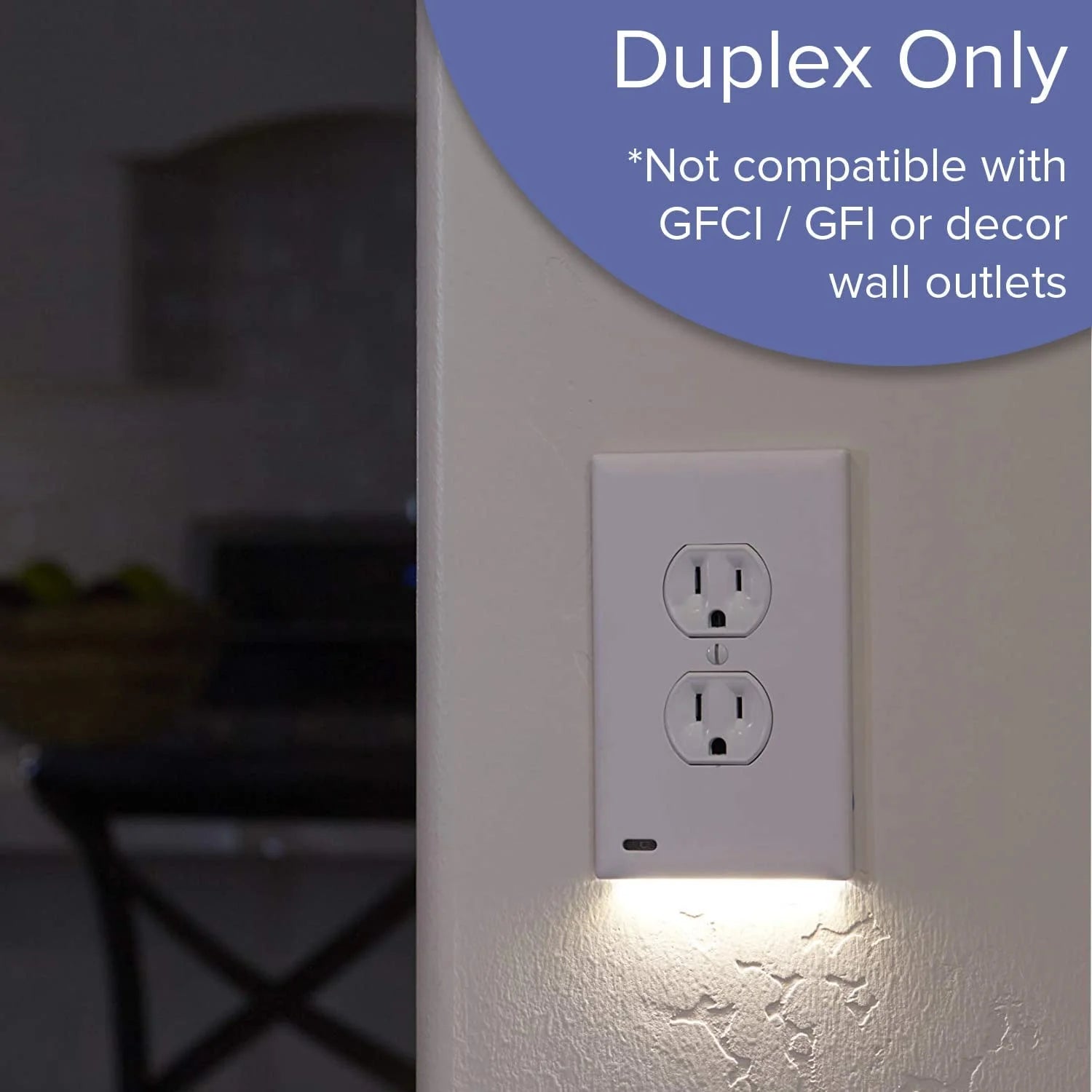 6 Pack - SnapPower GuideLight 2 [For Duplex Outlets] - Replaces Plug-In Night Light - Electrical Receptacle Wall Plate With LED Night Lights - Auto On/Off Sensor - (Duplex, White)