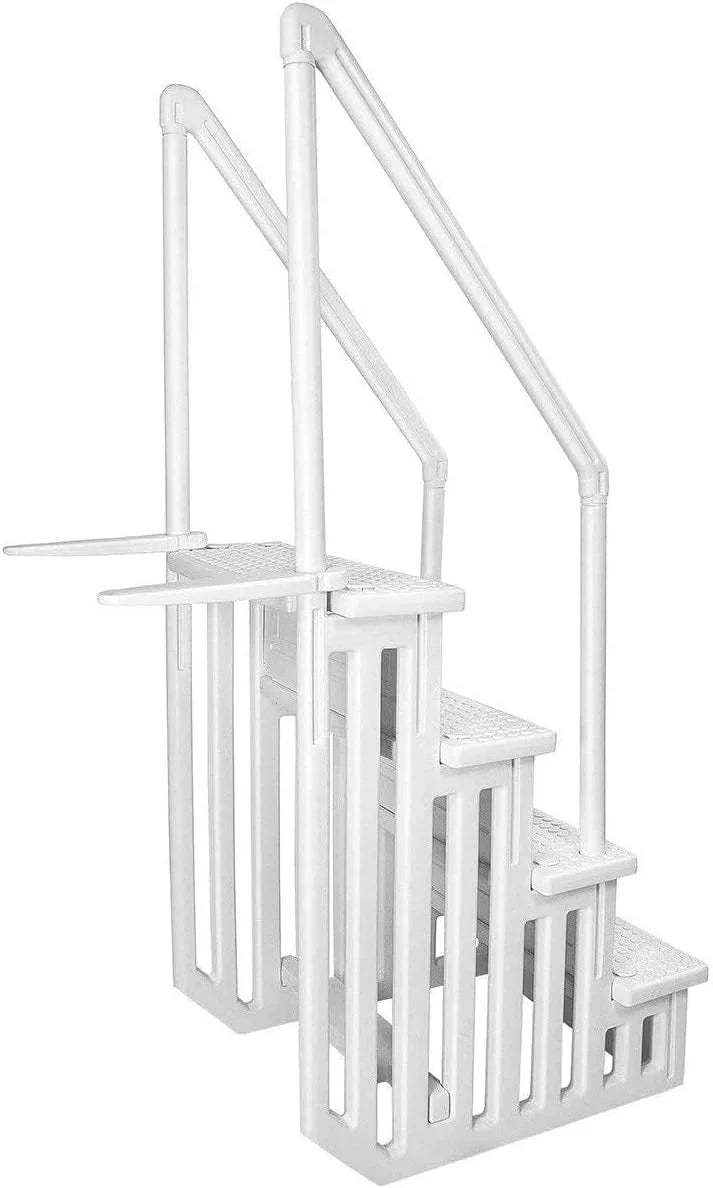 Non-slip entry steps for pools | Grey | For above-ground pools | Can be installed on terraces with a height of 122 to 137 cm | Load capacity up to 136 kg