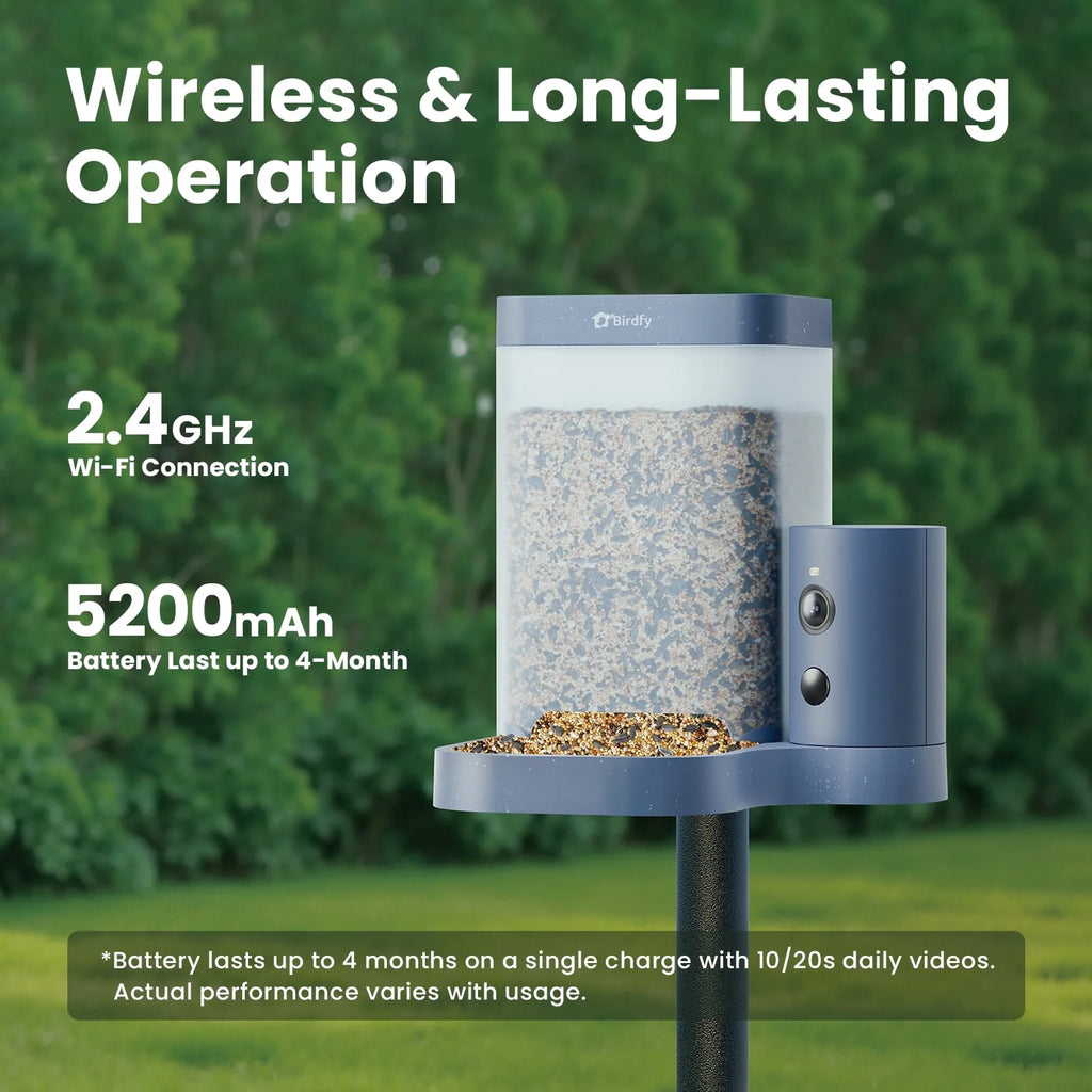 Birdfy Smart Bird Feeder with Camera, 60FPS Smooth Video, AI Bird Identification & Instant Alerts, Auto Capture, Perfect Gift for Bird Lovers