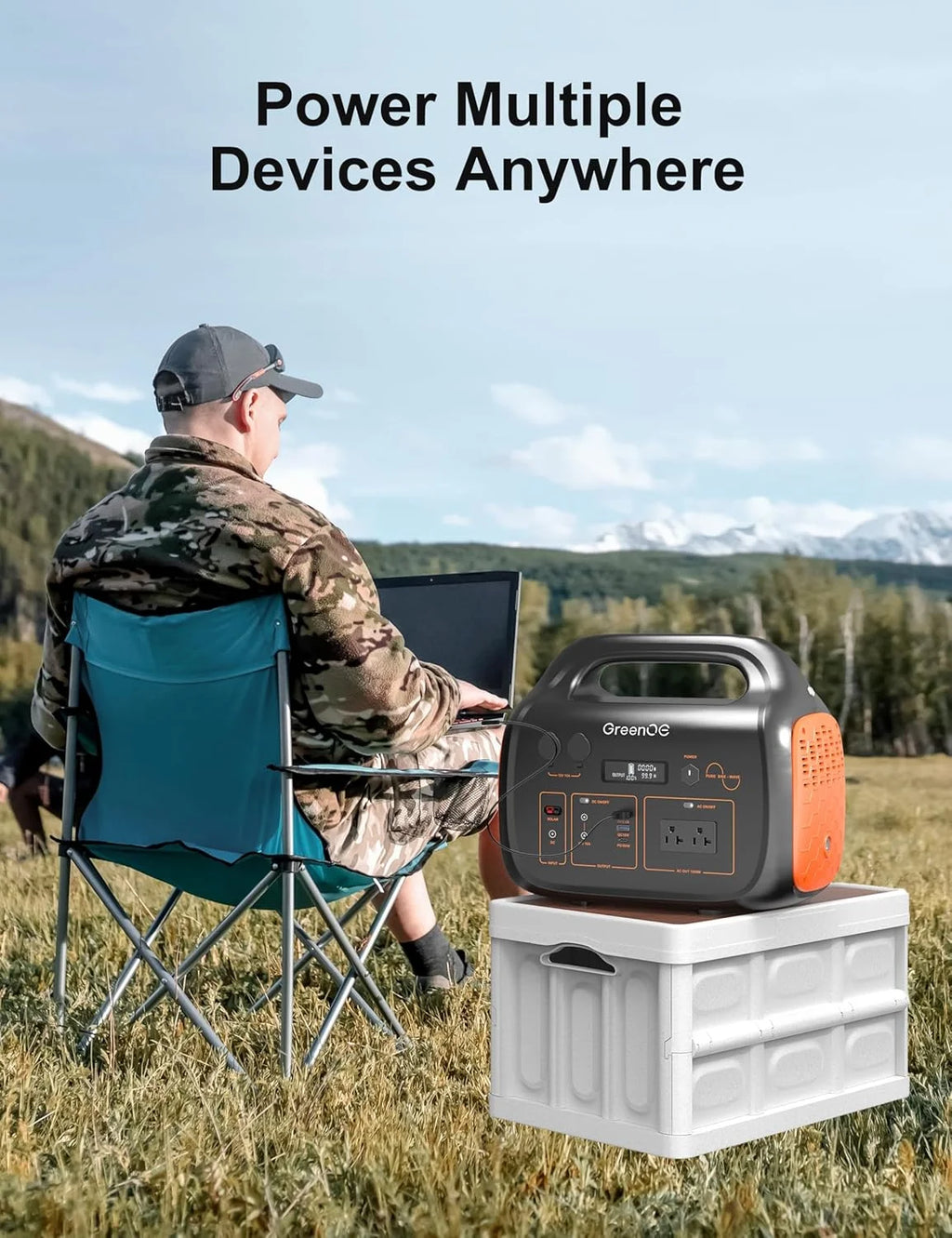 GreenOE Portable Power Station 1000W 1024Wh Solar Powered Generator with 100W Solar Panel, Camping Power Bank for Outdoors Travel Hunting Home Lithium Battery Backup