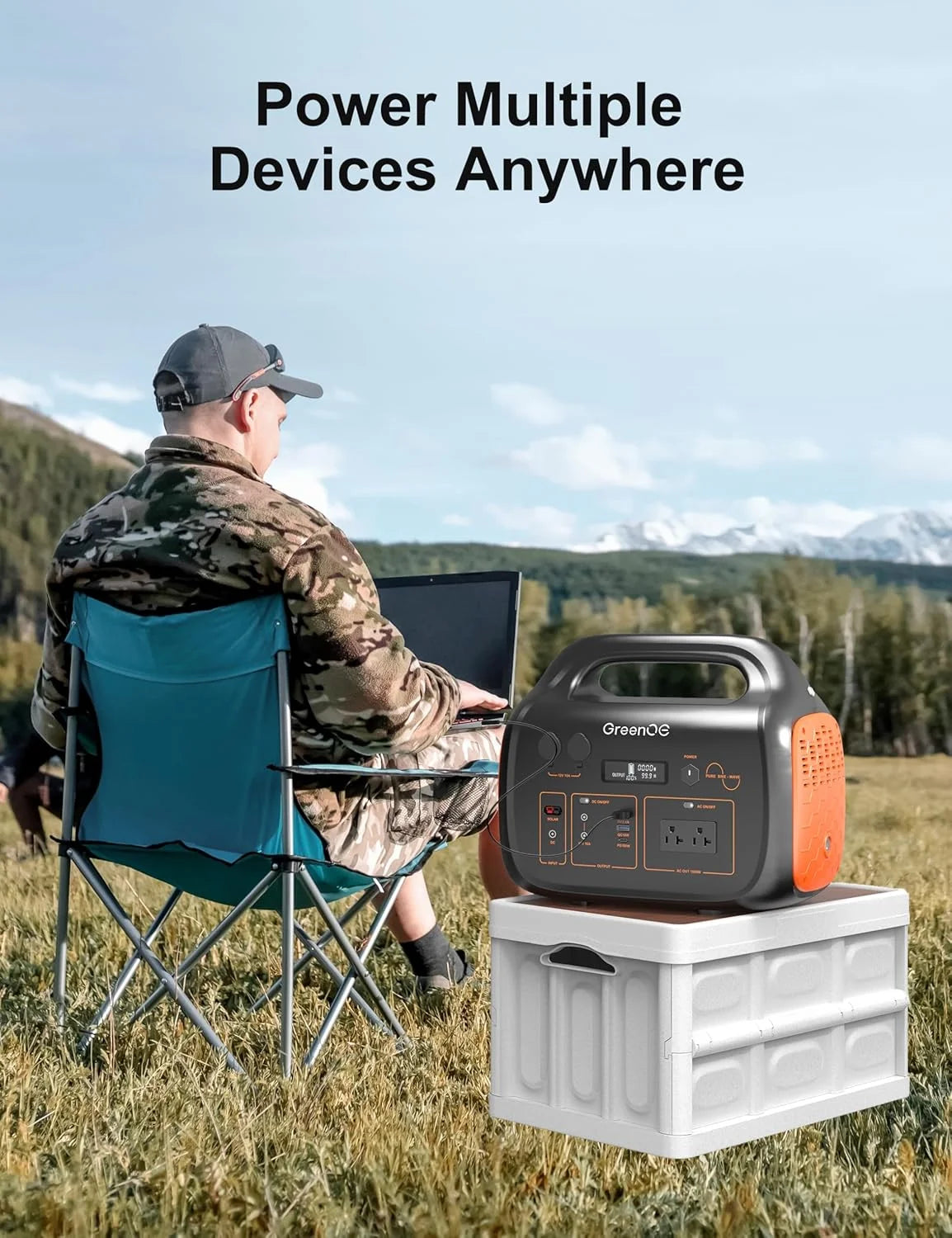 GreenOE Portable Power Station 1000W 1024Wh Solar Powered Generator with 100W Solar Panel, Camping Power Bank for Outdoors Travel Hunting Home Lithium Battery Backup
